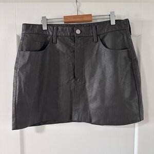 Frank and Oak Dark Gray Leather Skirt